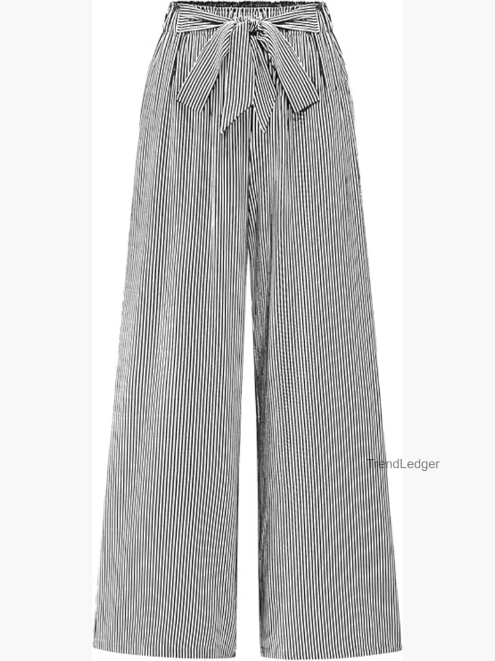 High Waist Wide Leg Palazzo Pants with Tie Knot and Pockets
